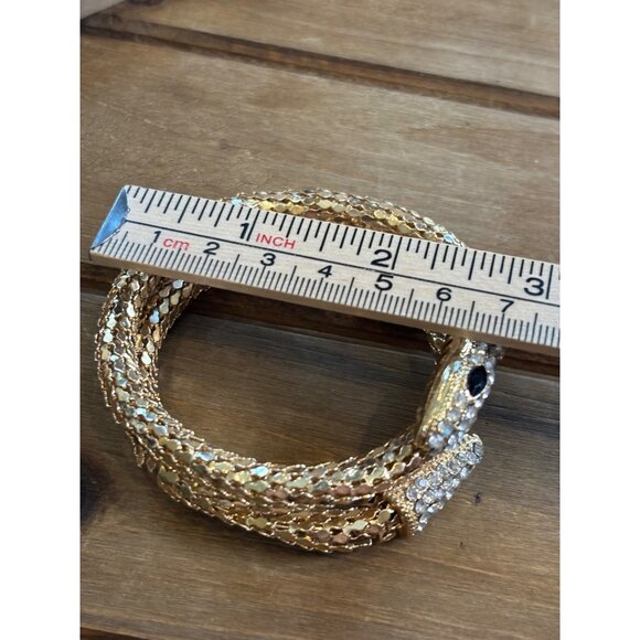 Gold Snake-Style Rhinestone Wrap Bracelet - Picture 4 of 12
